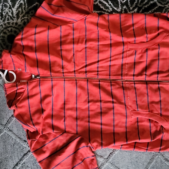 RED STRIP ZIP UP HOODIE - Picture 1 of 3